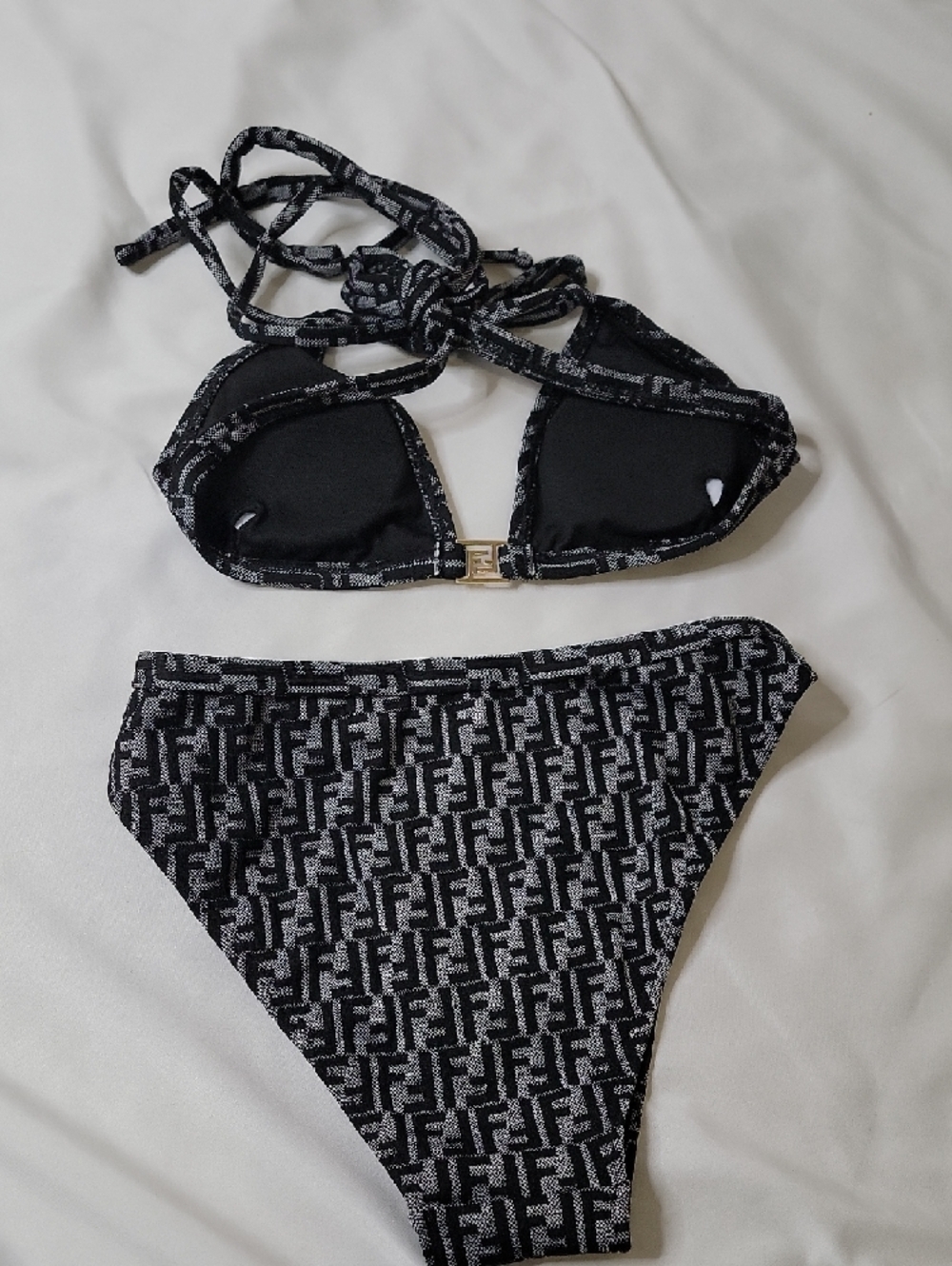 Fendi Black & Gray Monogram Triangle Bikini Set - Picture 4 of 4